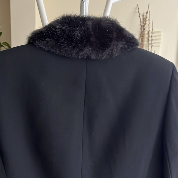 🖤 TAHARI By Arthur S.Levine Fur Collar Black Coat Jacket Vintage-Women 10 - Picture 10 of 16